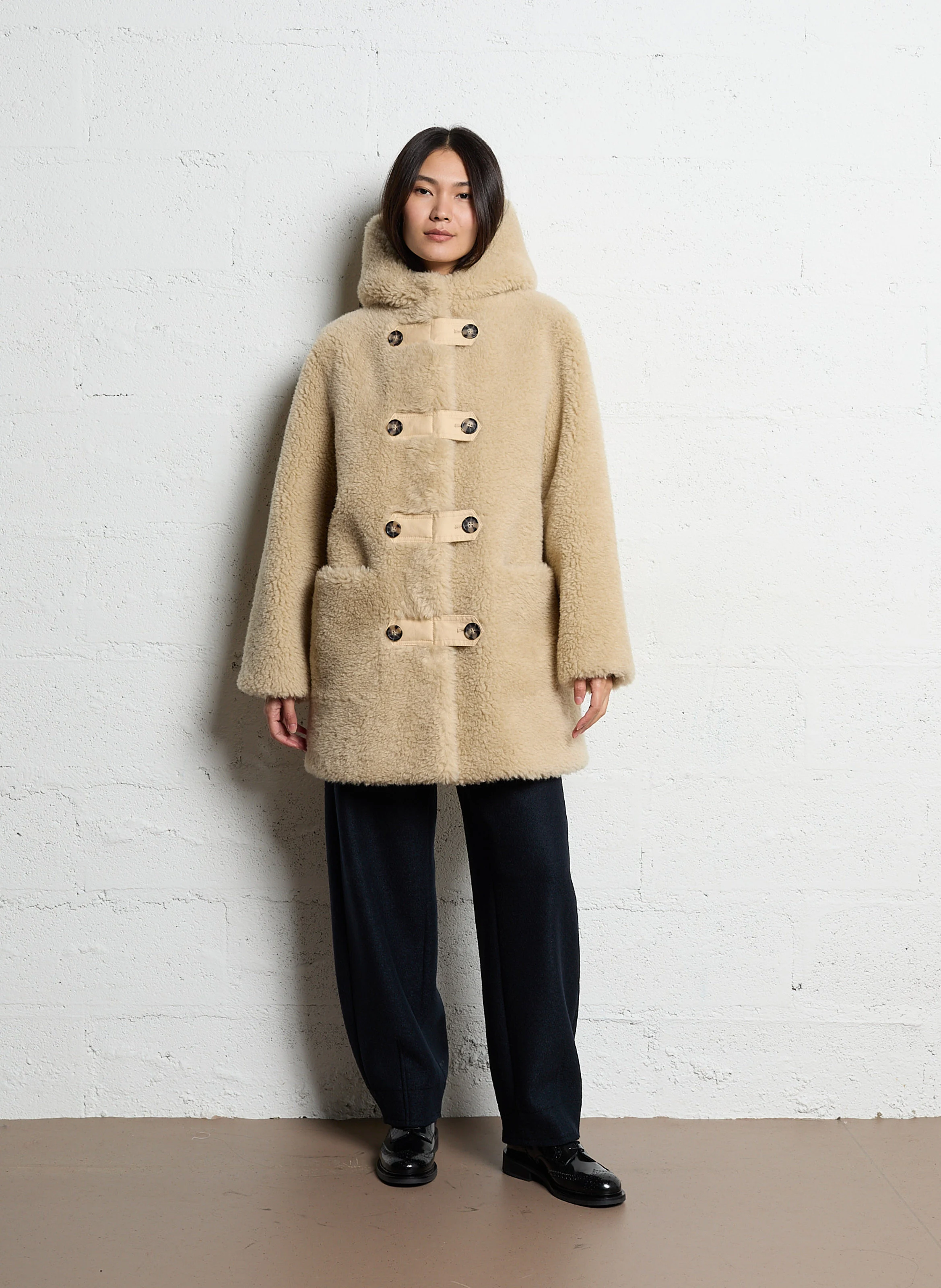VIGGO - Manteau col capuche effet fourrure | Blanc