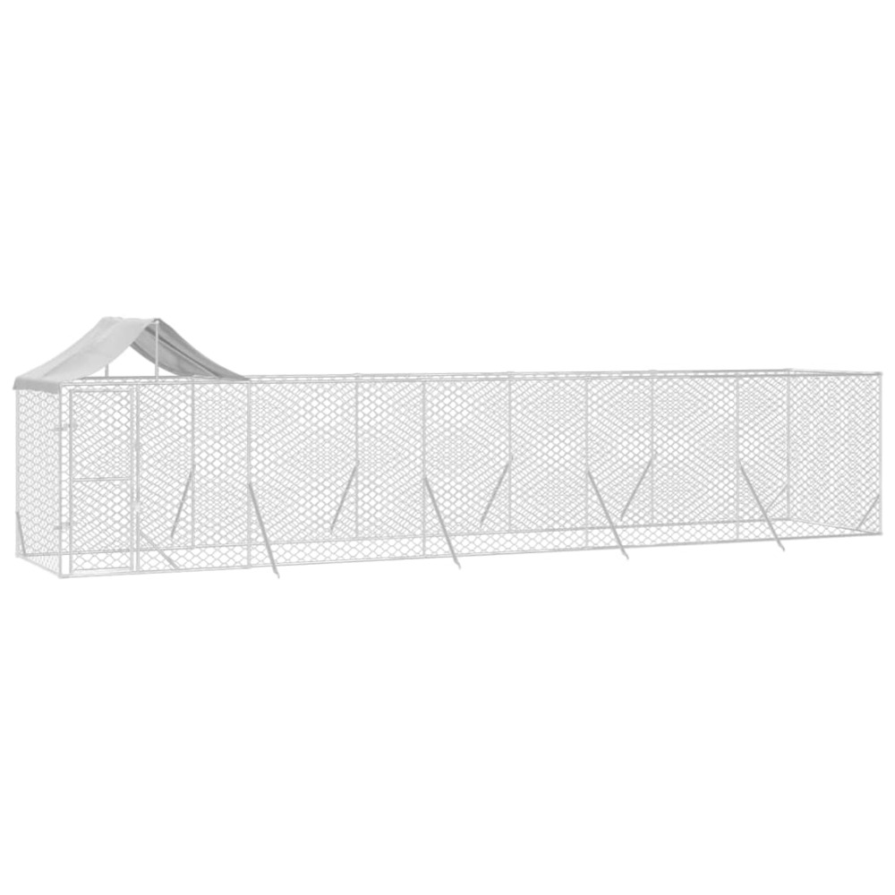 Chenil d'extérieur pour chiens avec toit argenté 10x2x2,5 m