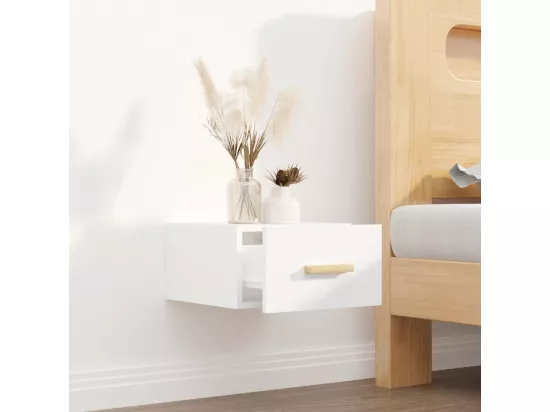 Table de chevet murale blanc 35x35x20 cm