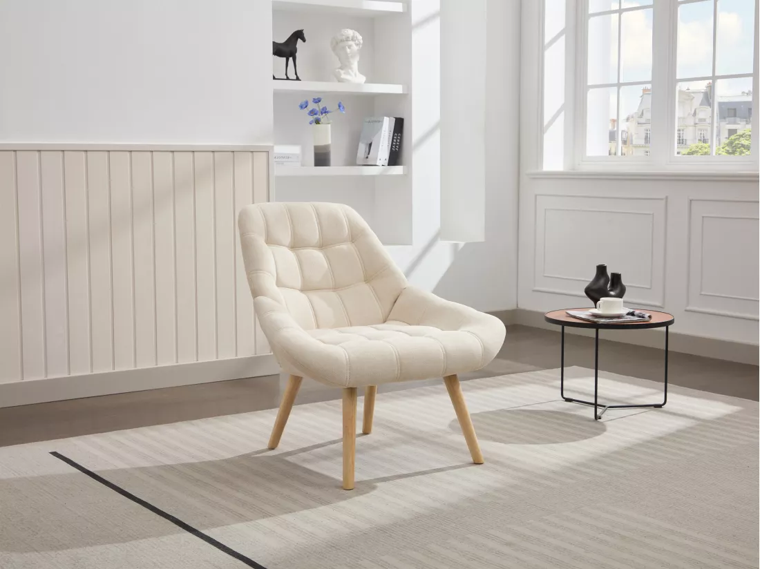 Fauteuil en tissu beige LUOSTO
