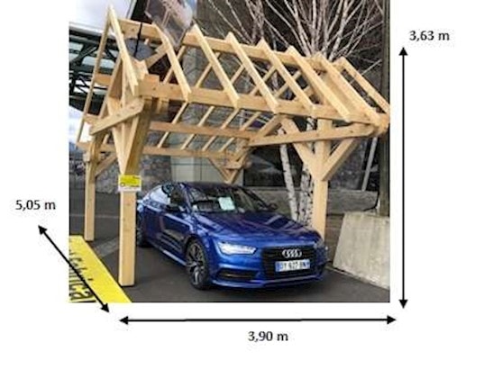 HABRITA - Carport double pente asymétrique sans couverture - 1 voiture...