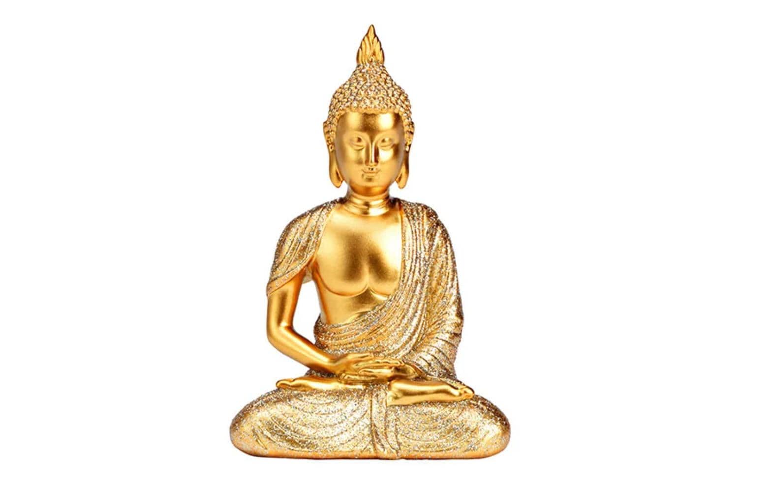 Dekofigur Buddha mit Glitter GoldBuddha-Figur