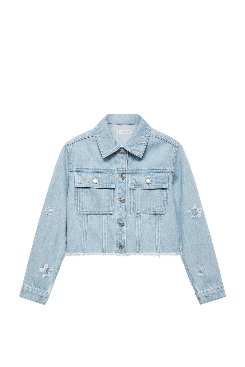 MANGO TEEN spijkerjas met sterren lichtblauw
