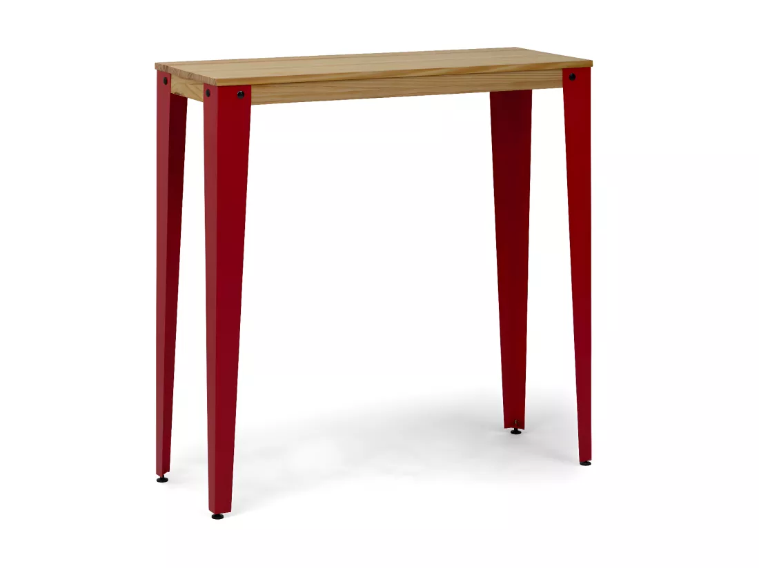 Table Mange debout Lunds 40x120x110cm Rouge-Naturel. Box Furniture