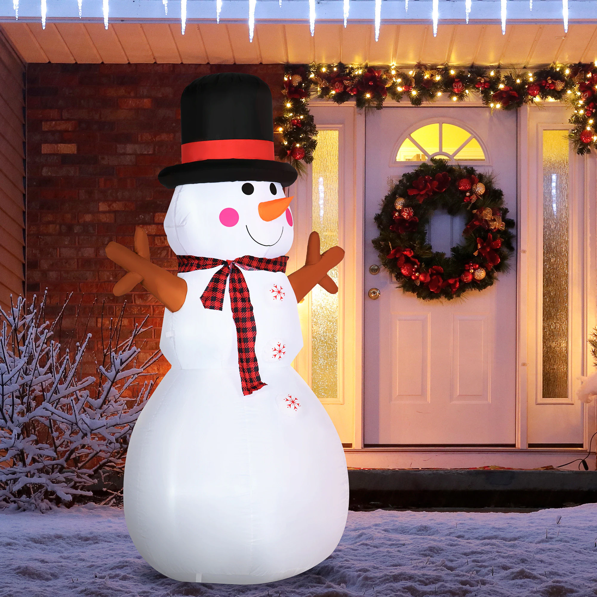 HOMCOM Aufblasbarer Schneemann wetterfest und mit LED-Leuchten bunt 100B x 80T x 182H cm