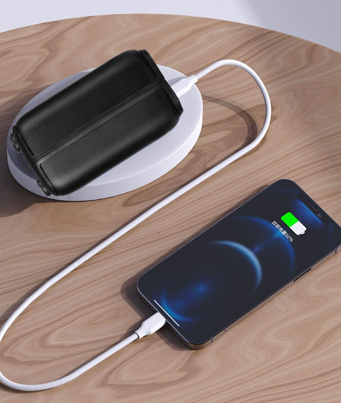(5V/2A) 2in1 5000mAh Magnetische USB Powerbank Ladegerät   Handwärmer - Schwarz