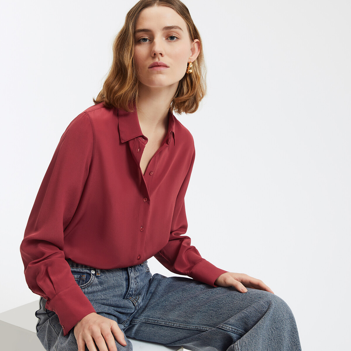 COLEÇÕES LA REDOUTE<br>Camisa de seda de manga comprida