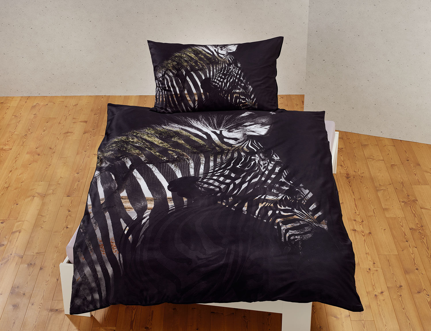 Bettwäsche mit kunstvollem Zebra