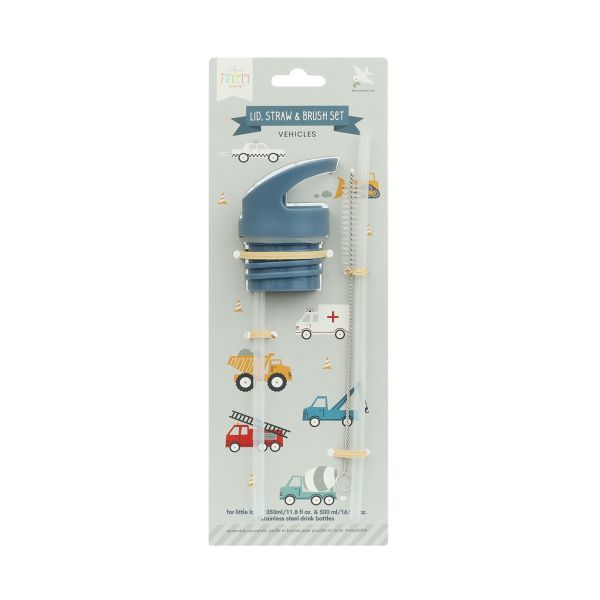 A Little Lovely Company Dop, Rietje & Borstel Set - Vehicles - Blauw