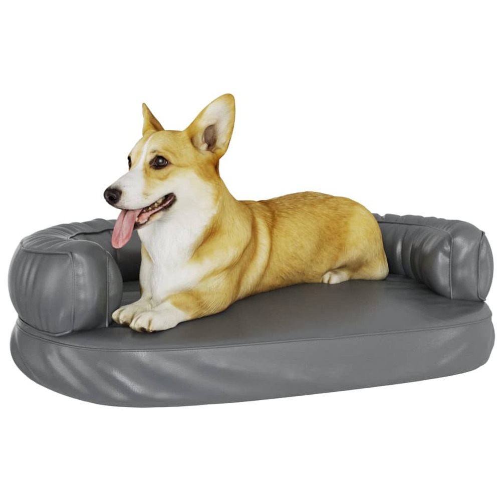 Lit pour chien ergonomique mousse gris 75x53 cm similicuir