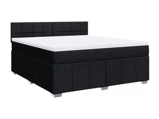 Sommier à lattes de lit avec matelas Noir 180x200 cm Tissu