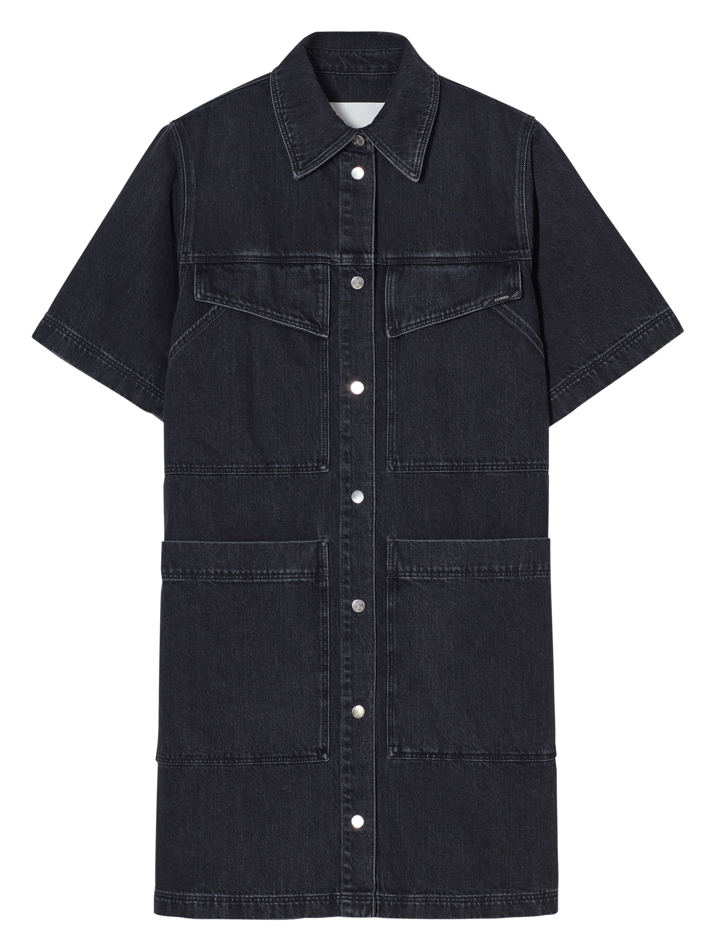 Robe droite à manches courtes en coton bio | Gris