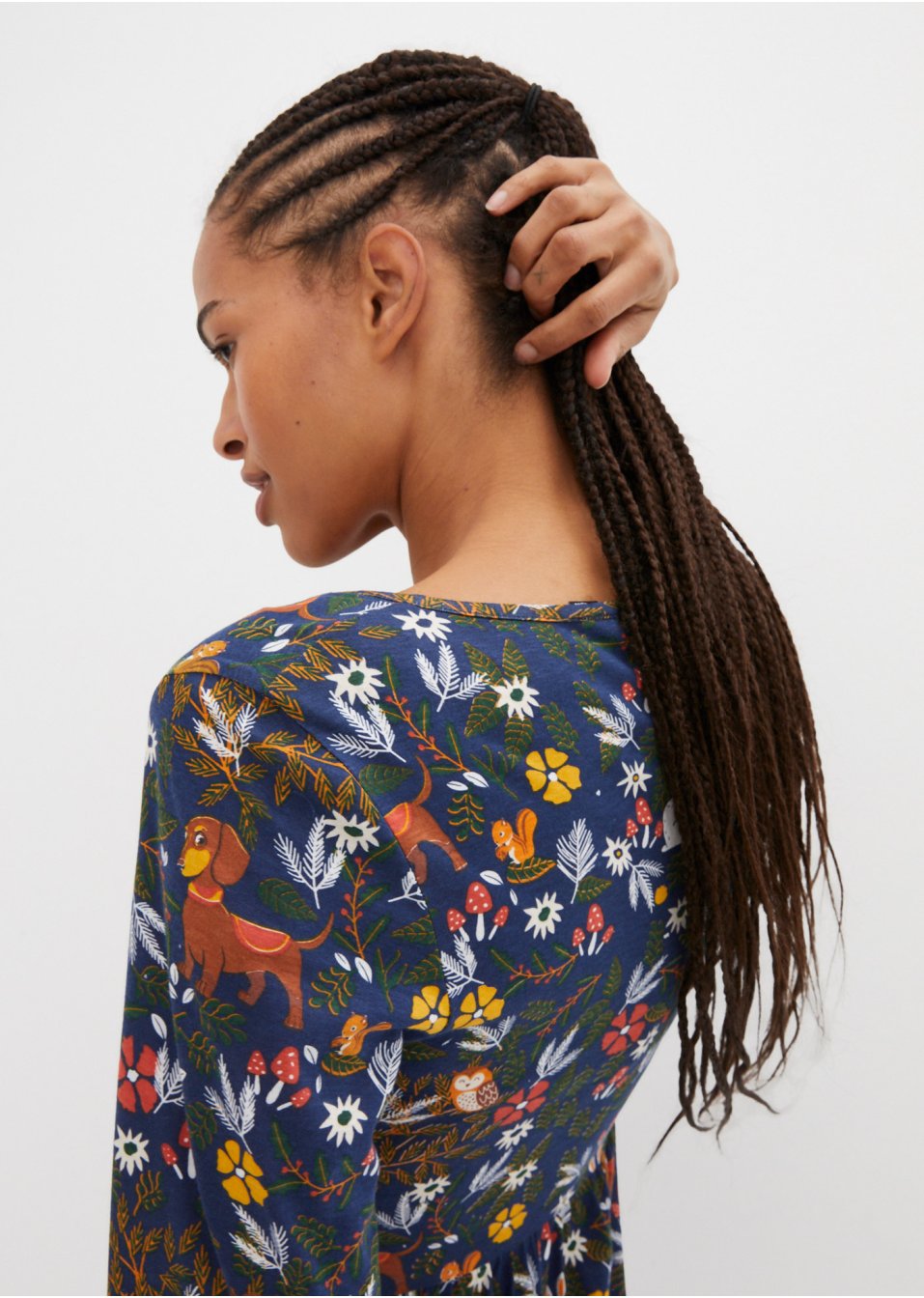 Robe en jersey avec imprimé automnal