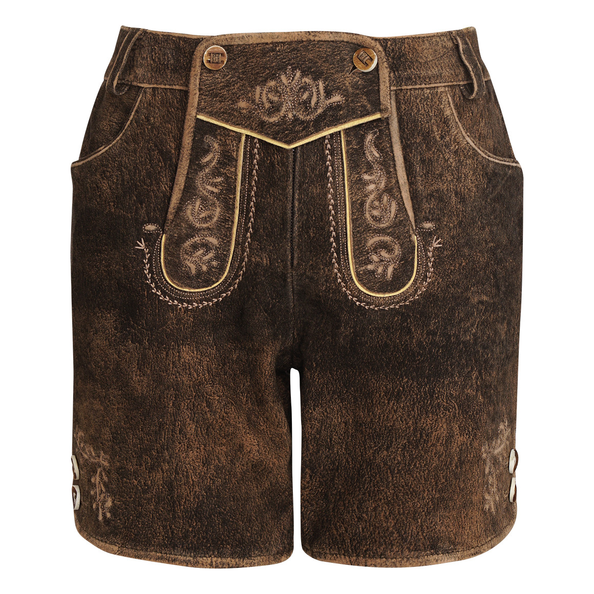 Gina Benotti Damen Lederhose mit Reißverschluss dunkelbraun