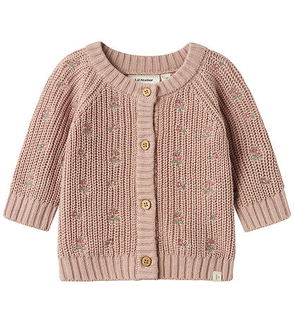 Lil' Atelier Cardigan - Strick - NbfEmlen - Shadow Grau m. Blume