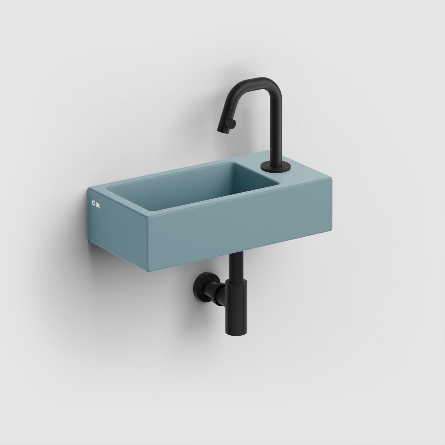 Clou Flush 3 keramische fontein 36cm met kraangat rechts blauw mat
