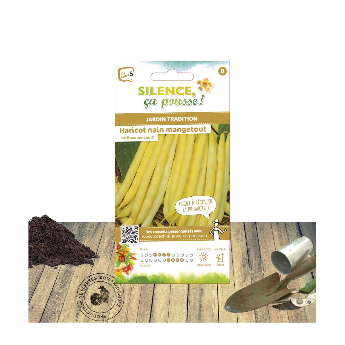 Graines de haricot nain mangetout beurre de rocquencourt/phaseolus vulgaris nain mangetout beurre de rocquencourt[-]sachet de 80 gr.