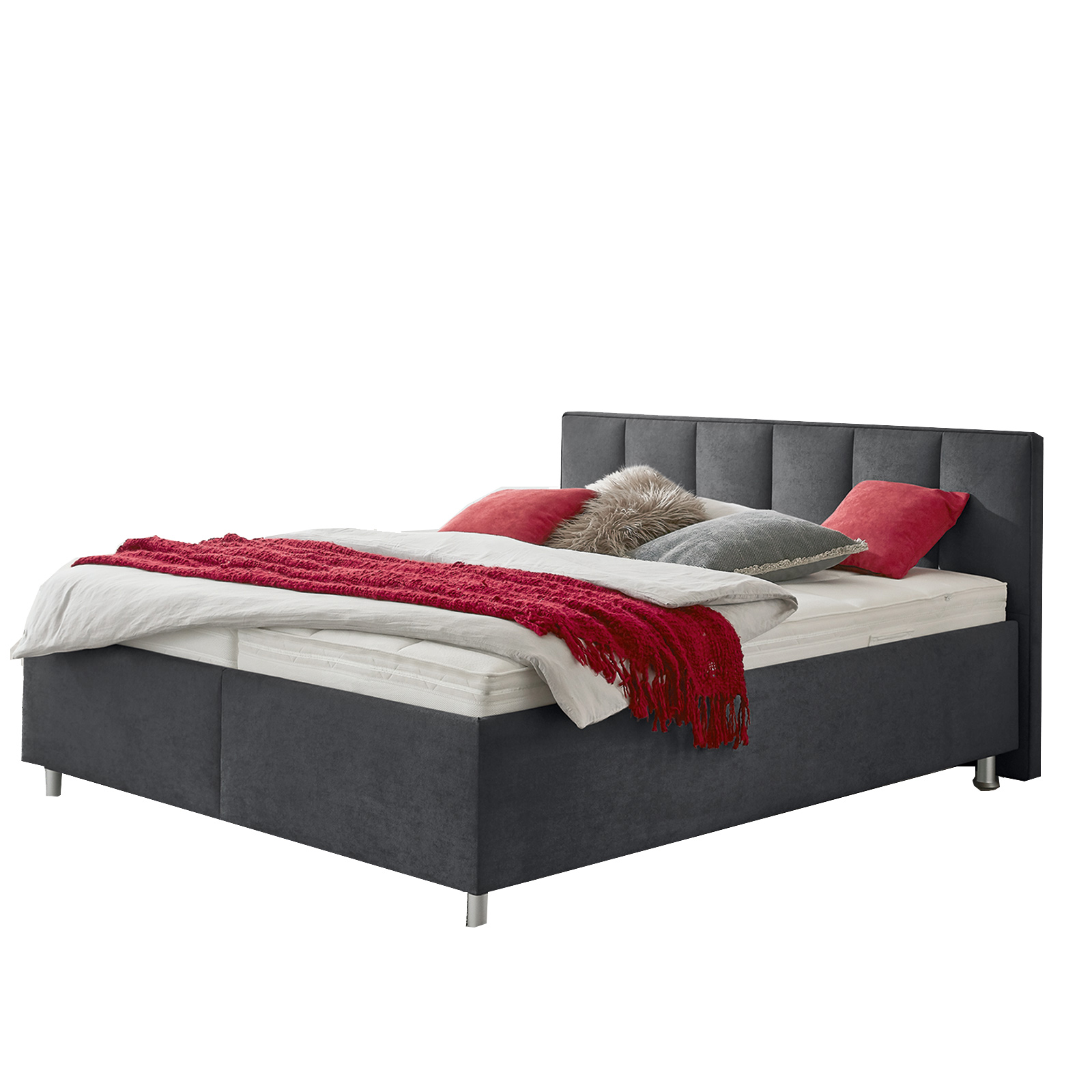 polsterpower Polsterbett - anthrazit - H2/H3 - 180x200 cm