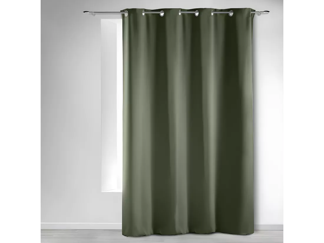 Rideau occultant à oeillets - Vert kaki - 135 x 240 cm
