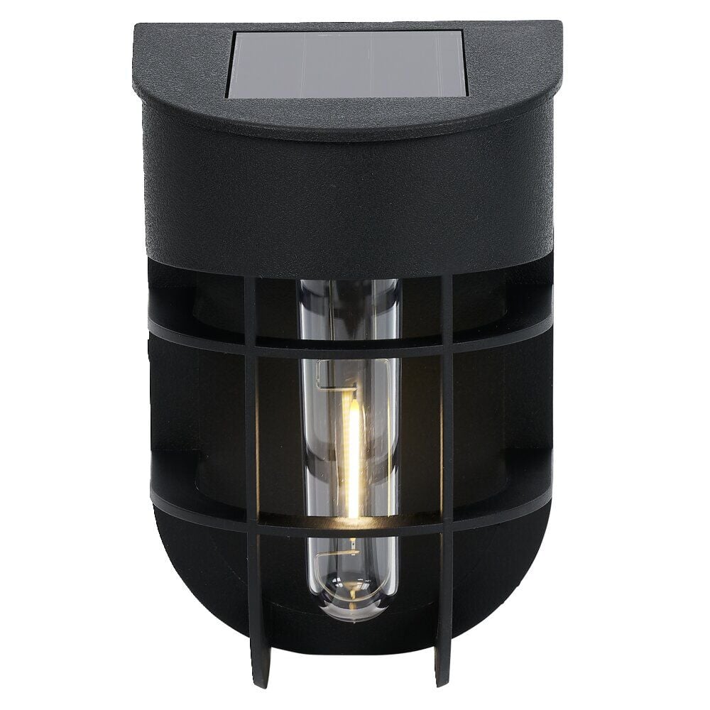 Lampe solaire plastique noir 9,5x8xH14,5cm