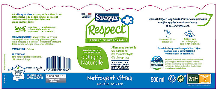Nettoyant vitres Starwax Respect Menthe poivrée 500ml