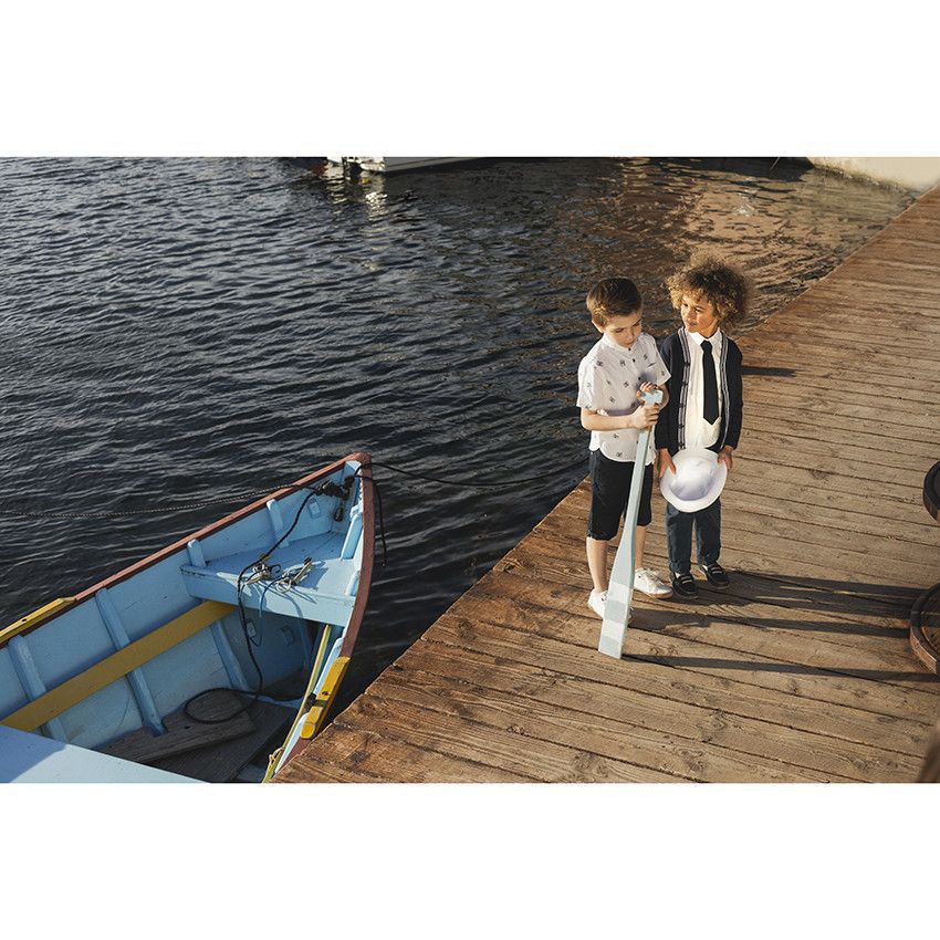 Borsalino à bande rayée pour enfant garçon - Blanc