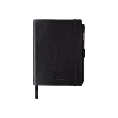 Oberthur - Carnet de notes en cuir - à élastiques A6 - noir