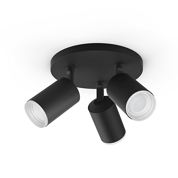 Plafonnier Fugato Philips Hue 3 spots IP20 700lm 5,7W 20.8 x 34,3 cm rond noir