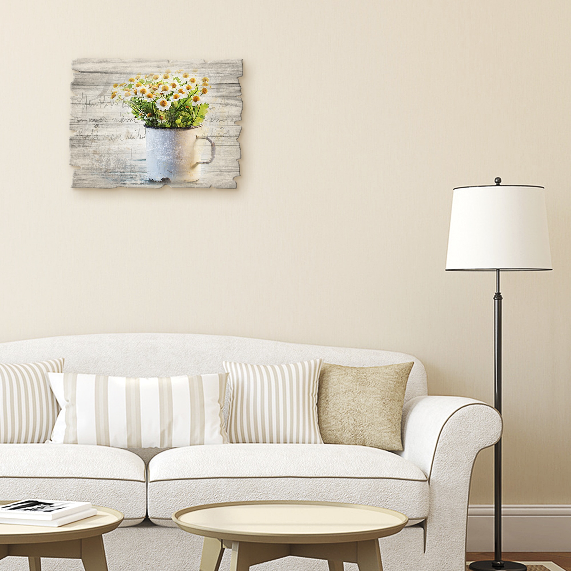 Artland Holzbild »Frühlingsgarten mit Gänseblümchen« Blumen 1 Stk. tlg.