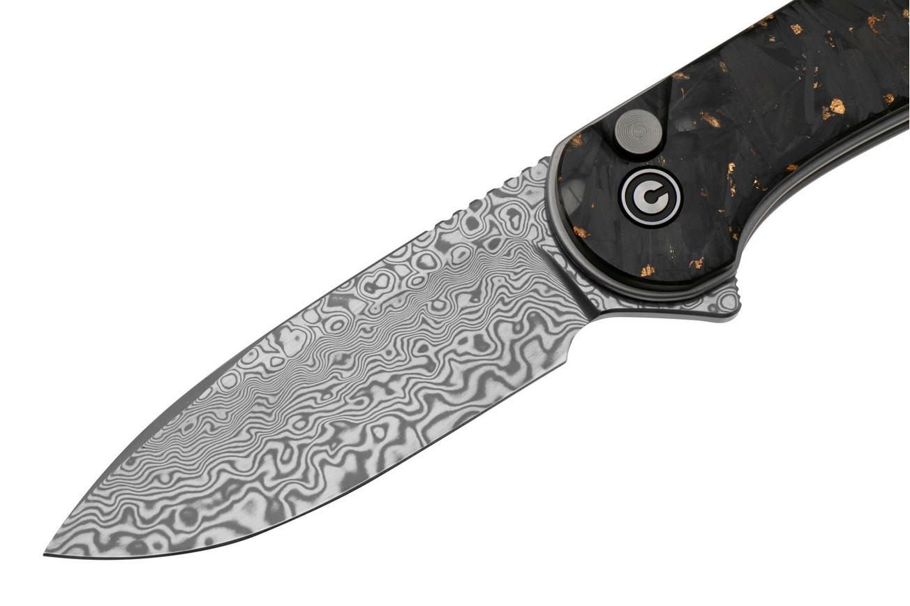 CIVIVI Elementum II Button Lock C18062P-10 Damascus, Carbon Fiber Golden Shred, zakmes