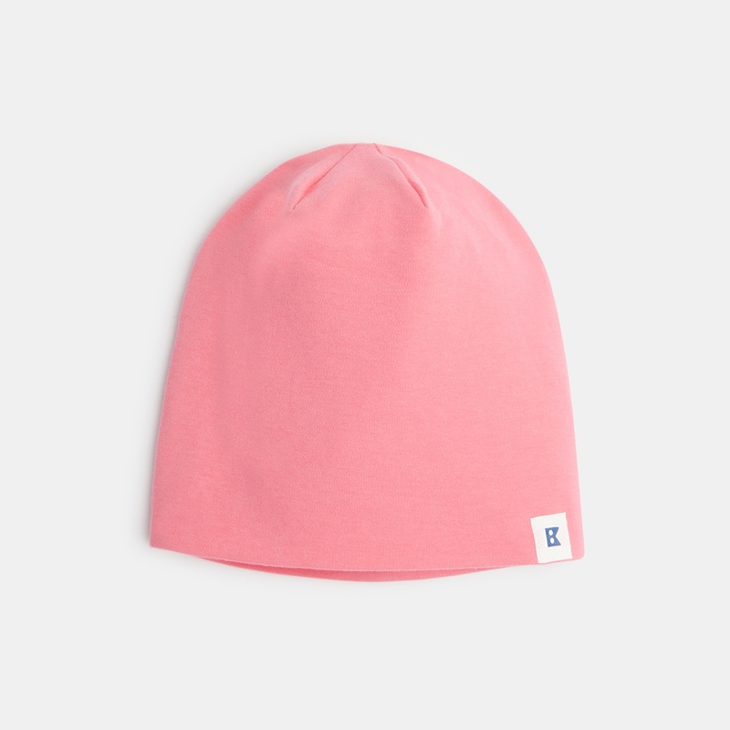 Bonnet en maille rose fille