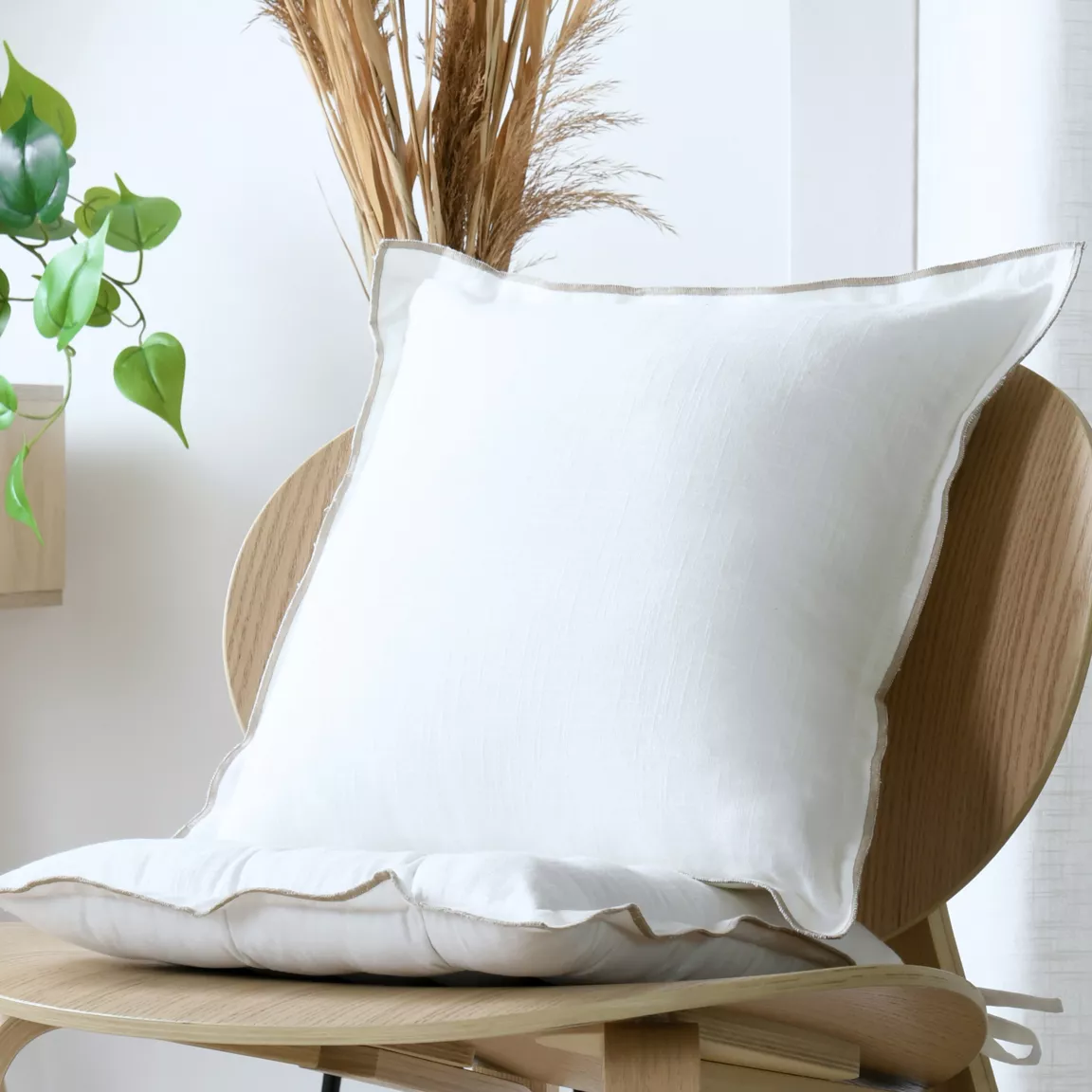 Coussin carré coton (45 x 45 cm) Helios Blanc