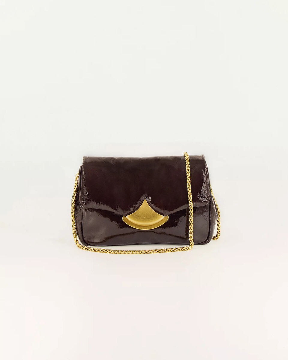 SESSUN<br>Bolsa de ombro em couro envernizado PUFFY S DIVILUZ