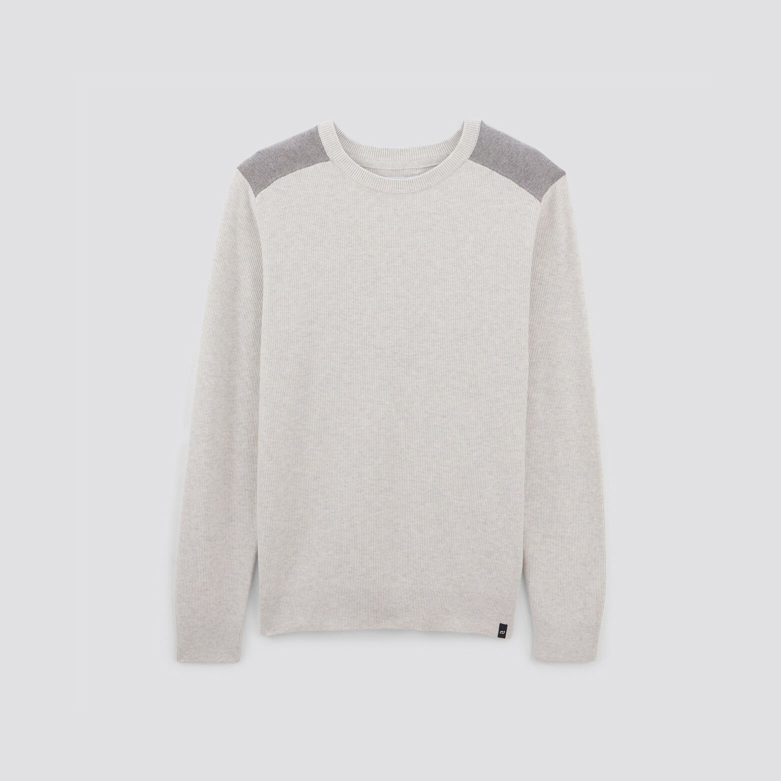 Pull à col rond et patch épaule Ecru