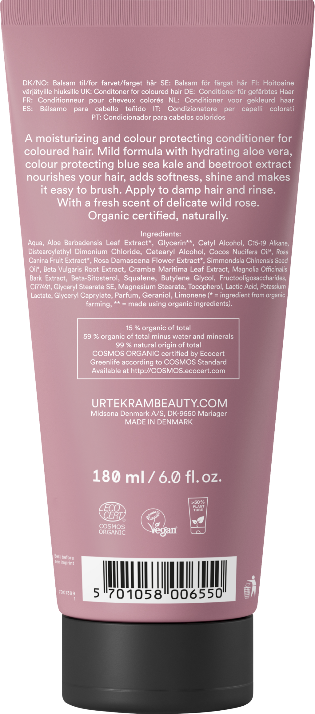 URTEKRAM  Soft Wild Rose Conditioner, 180 ml