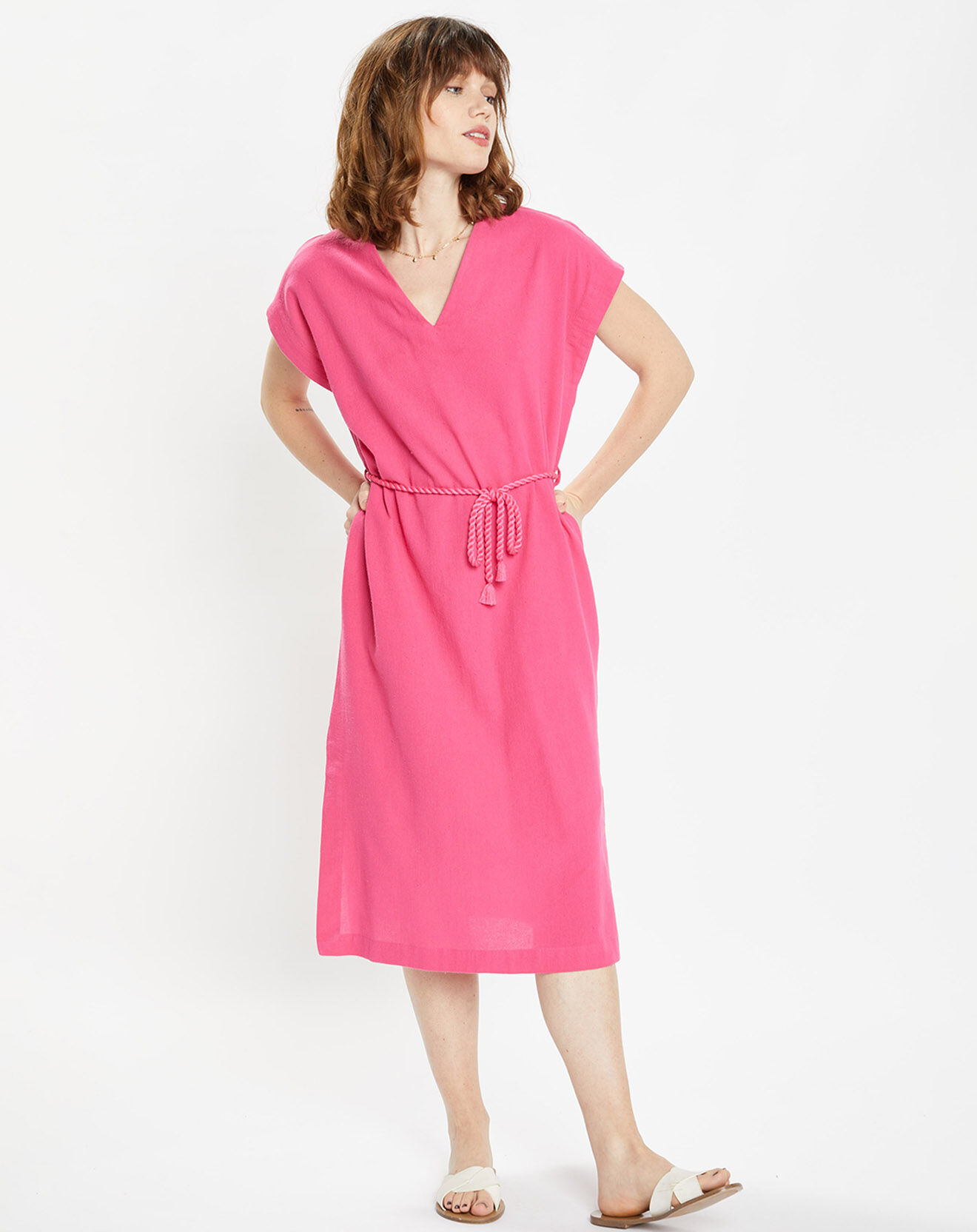 Galeries Lafayette Robe en Coton biologique Lima rose fuchsia