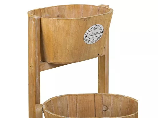 Support avec 3 paniers en bois marron 89x18x79h
