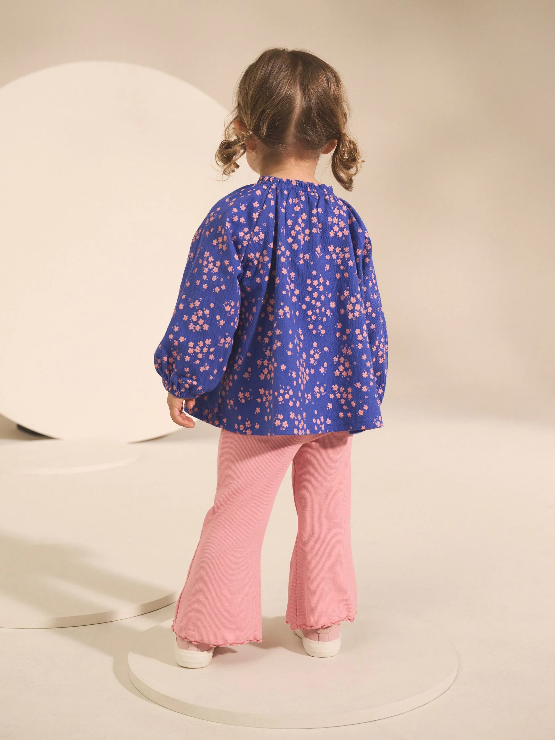 Blauw fijne bloemenprint - Set met blouse met lange mouwen en legging (3mnd-7jr)