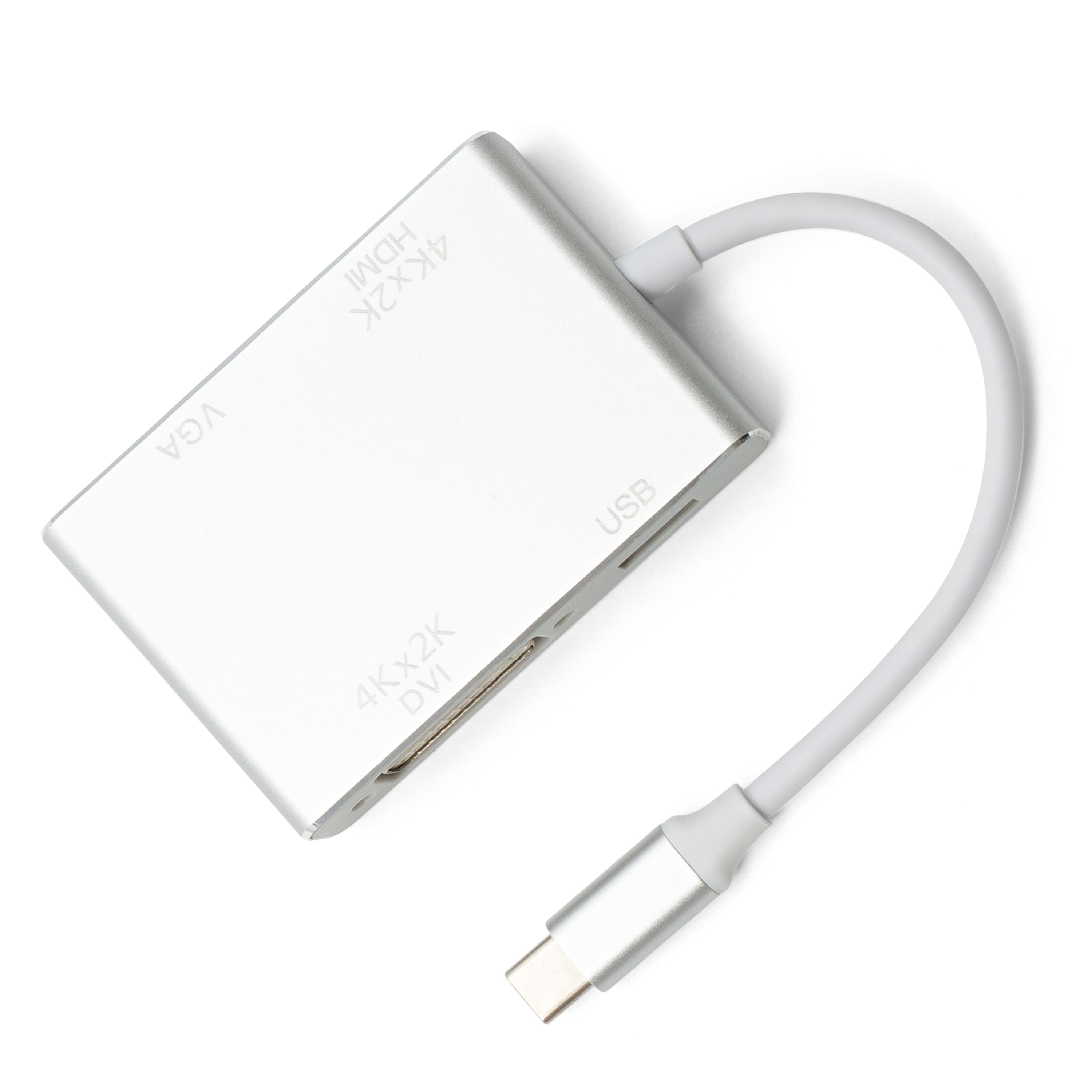 USB C auf VGA / HDMI / DVI / USB Apple MacBook Pro (ab 2016) / MacBook Air (2018) - Silber