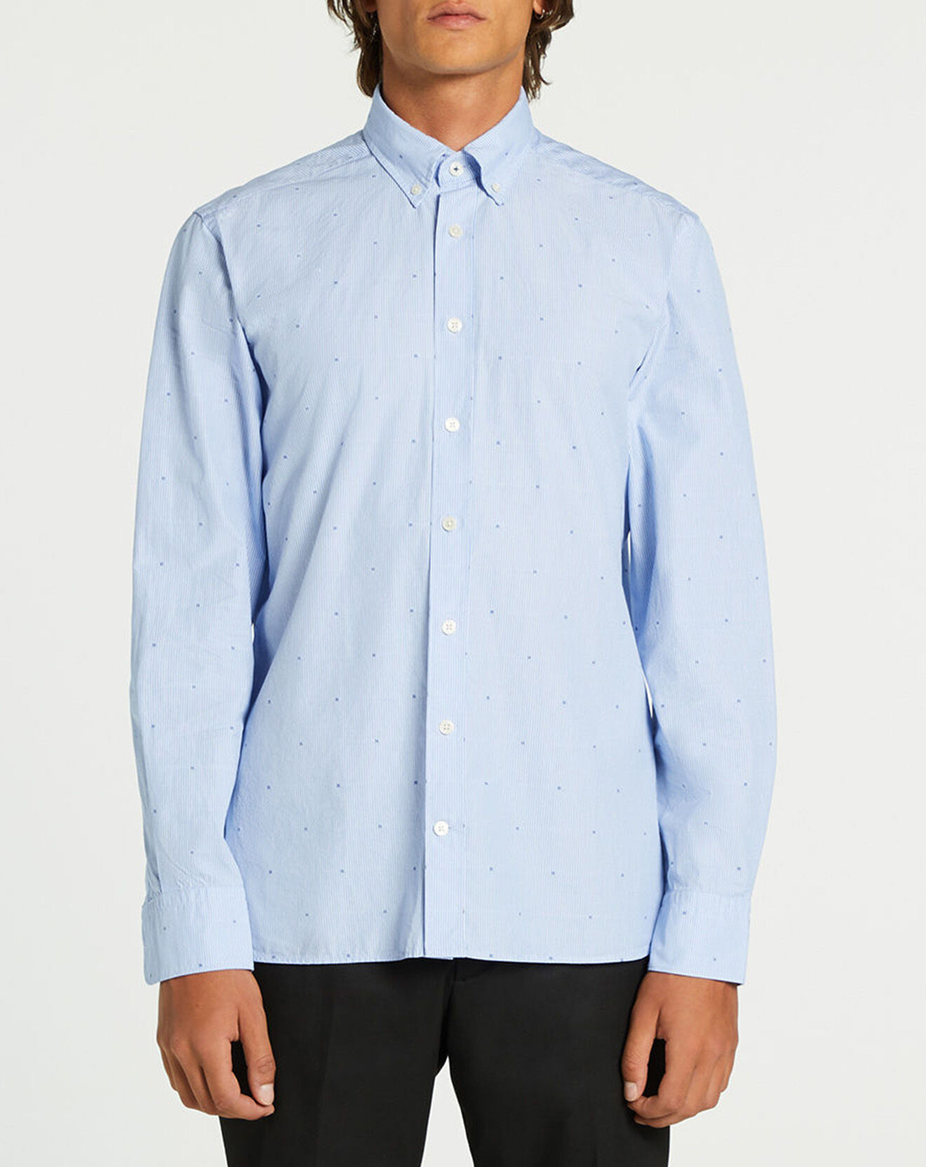 Hackett London Chemise Slim Fit Fil Coupé imprimée bleue