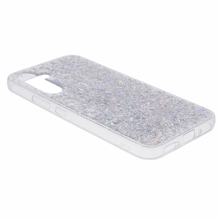 Samsung Galaxy A54 Gummi Case Schutzhülle im Glitzer Design - Silber / Transparent