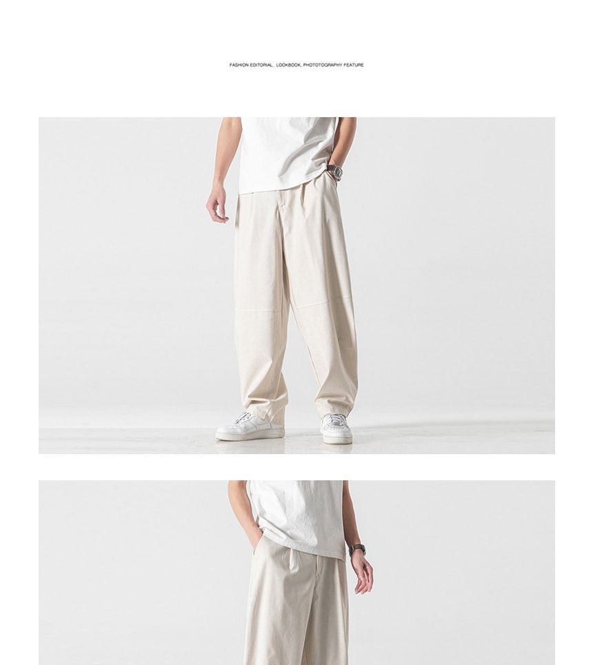 Lefitt - Hoge taille effen linnen wijde broek