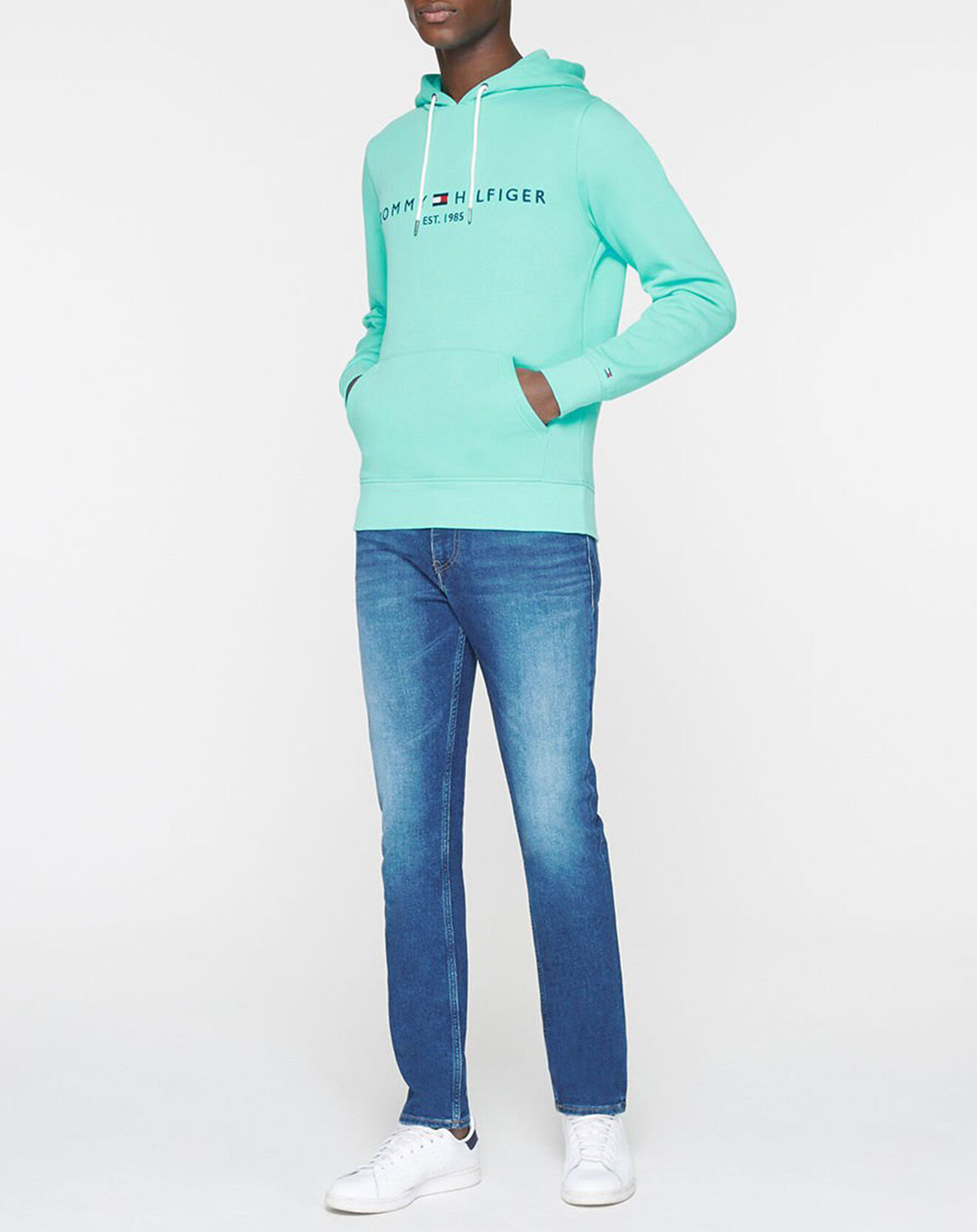 Tommy Hilfiger Sweat à capuche Tommy Logo bleu turquoise