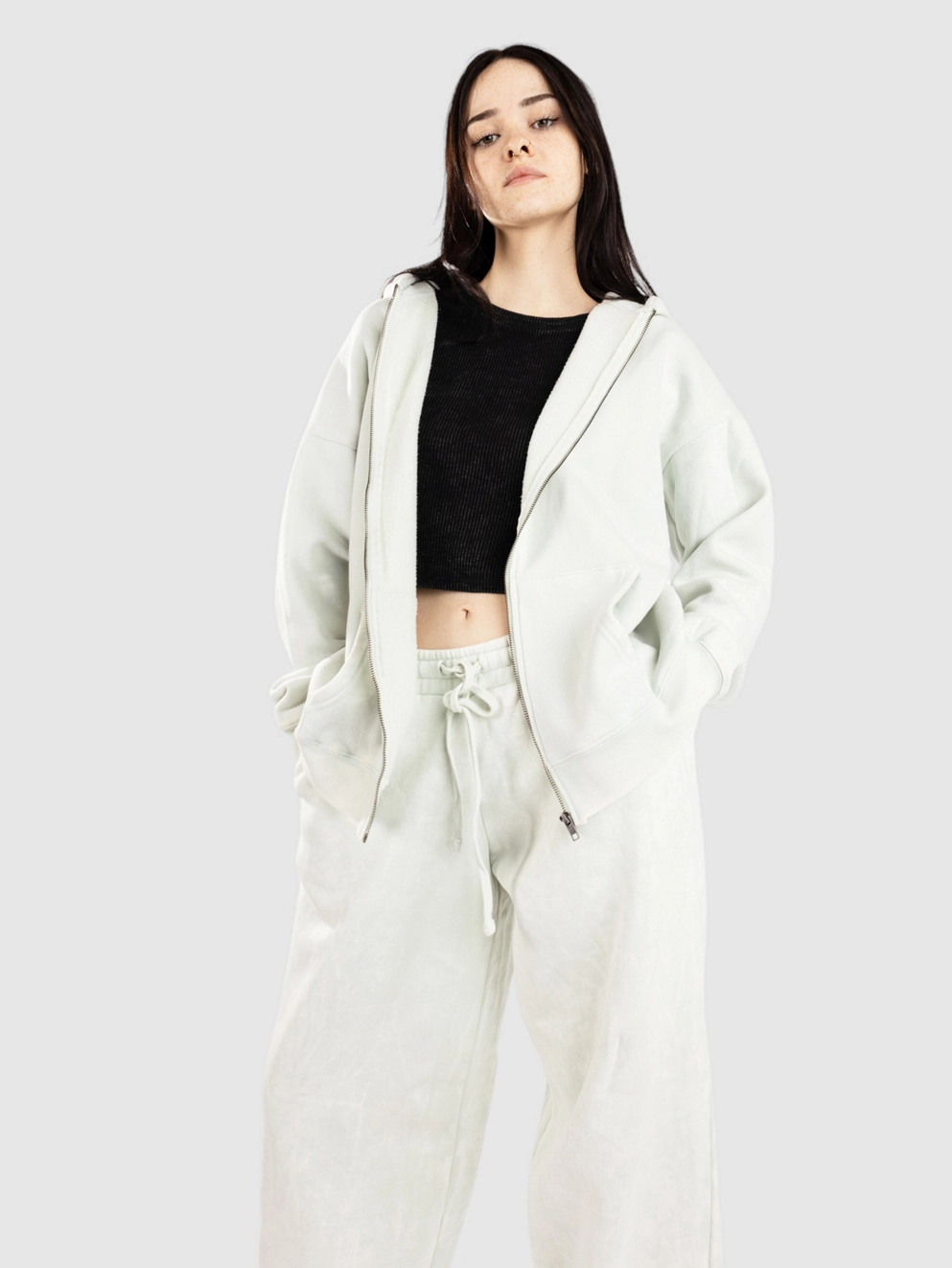 Ninth Hall Meena Full Zip Hoodie aqua mineral wash