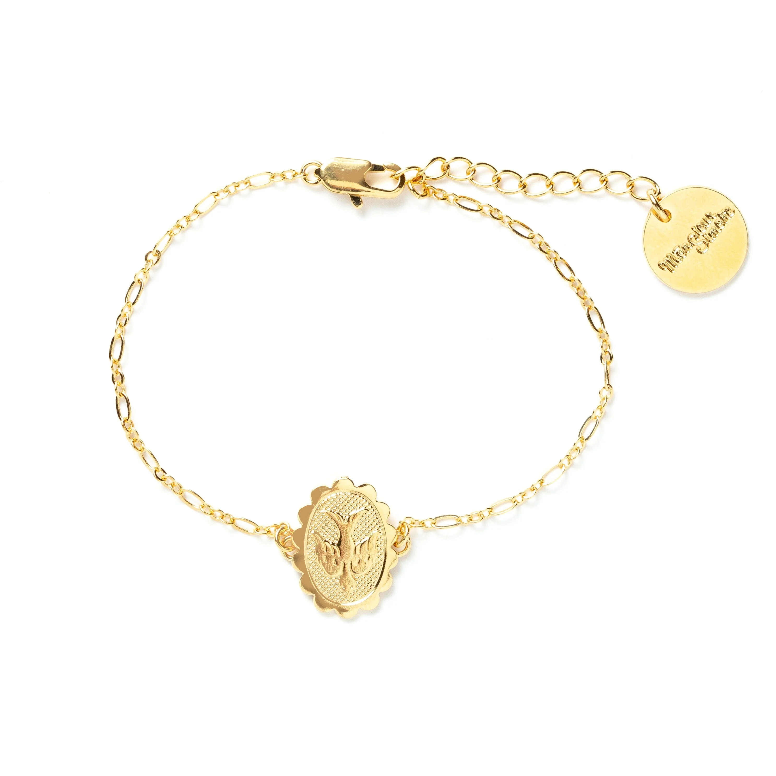 THÉMIS - Bracelet colombe émaillé doré à l'or fin | Doré