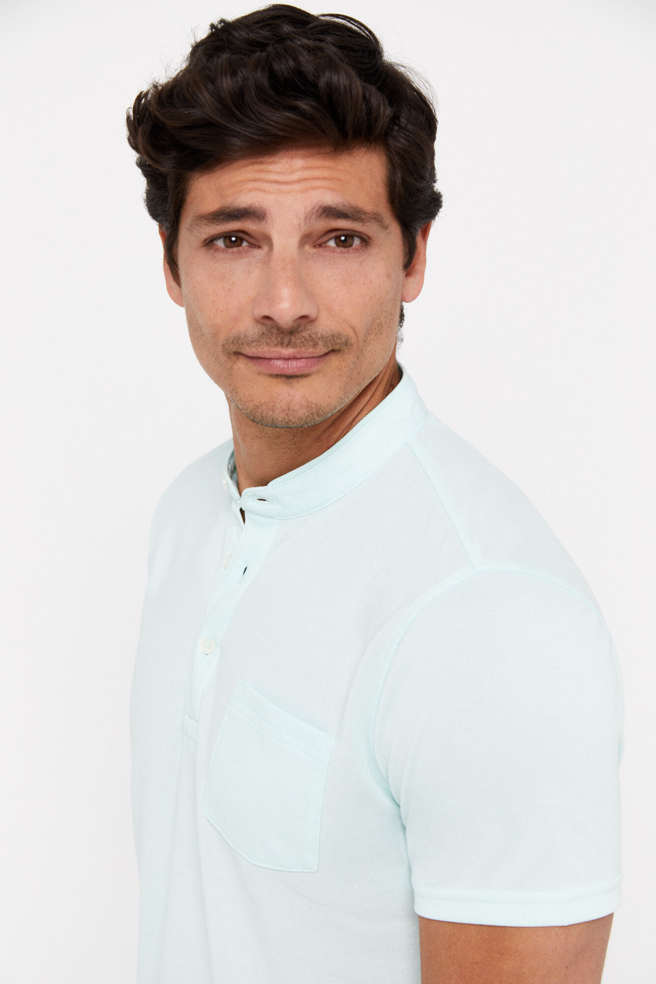 Camisa polo Coolmax com gola mandarim - Verde