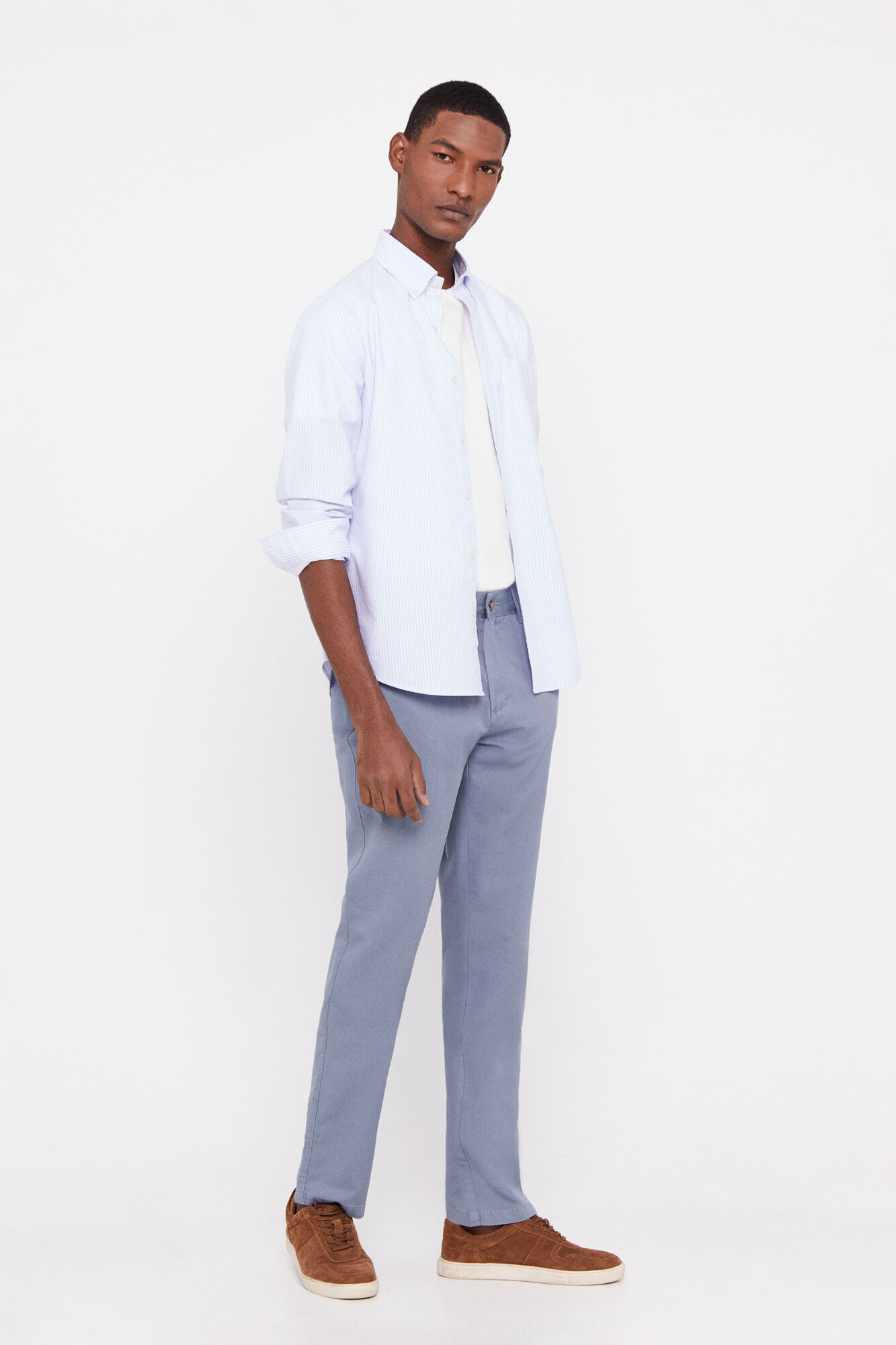 Calça chino de corte regular - Azul