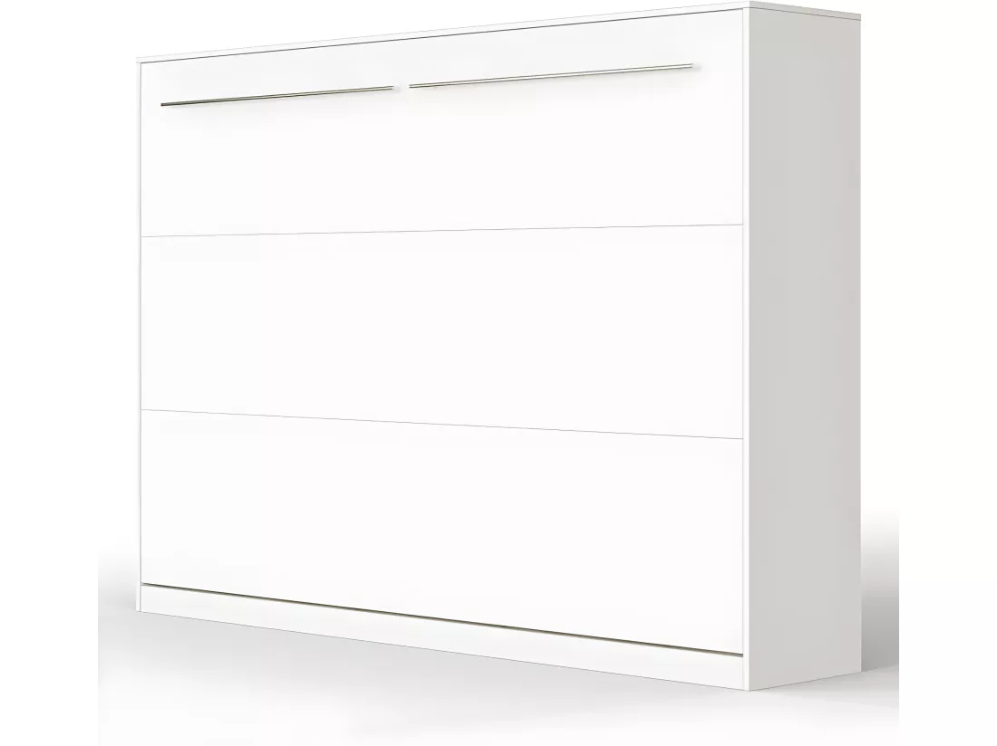 Armoire Lit escamotable 140x200cm Supérieur Horizontal Lit Rabattable Lit Mural Blanc/blanc