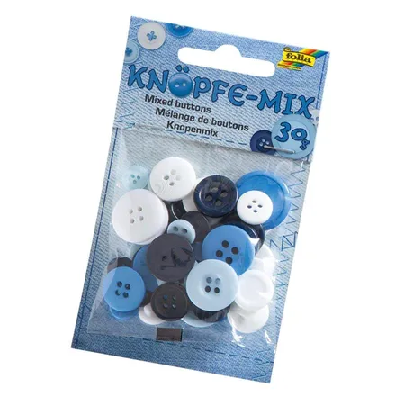 Folia Knöpfe-Mix Ton in Ton blau, schwarz u. weiß