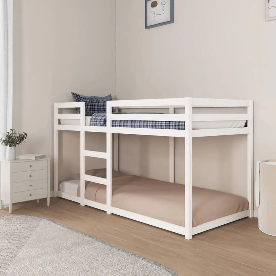 vidaXL - Stapelbed met zijladder - Wit - Massief grenenhout - 90x200 cm